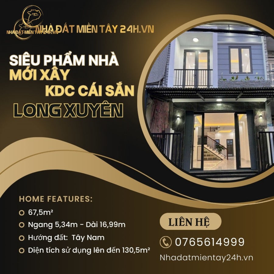 BÁN NHÀ MỚI 1 TRỆT 1 LẦU KDC CÁI SẮN, MỸ THẠNH, TP LONG XUYÊN